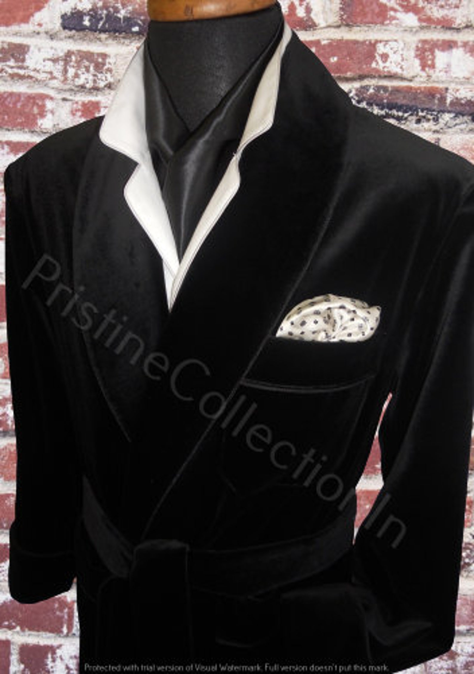 Mens Black Velvet Smoking Gown Jackets Black Gentlemans Etsy