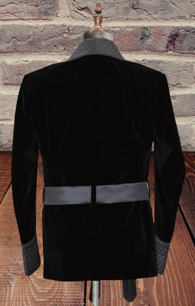 Black Velvet Men's Smoking Jacket, Quilted Lapel, Vintage Style - Etsy