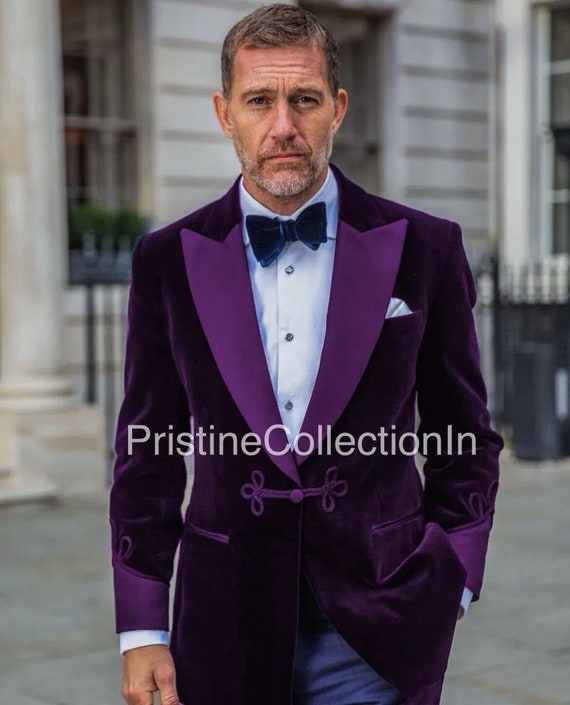 Mens Christmas Dinner Party Wear Purple Velvet Smoking Jacket Coat Elegant Smoking Jacket One Button Smoking Jacket Etsy