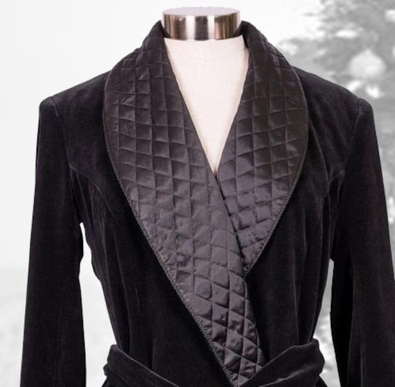 Women Quilted Smoking Jackets Black Velvet Robes Smoking Etsy