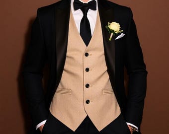 Men's Black Three Piece Suit – Tailored Fit Wedding Gift