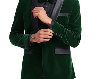 Men's Fashion Designer Green Velvet Tuxedo Jacket Coat For Host Dinner Party Wear