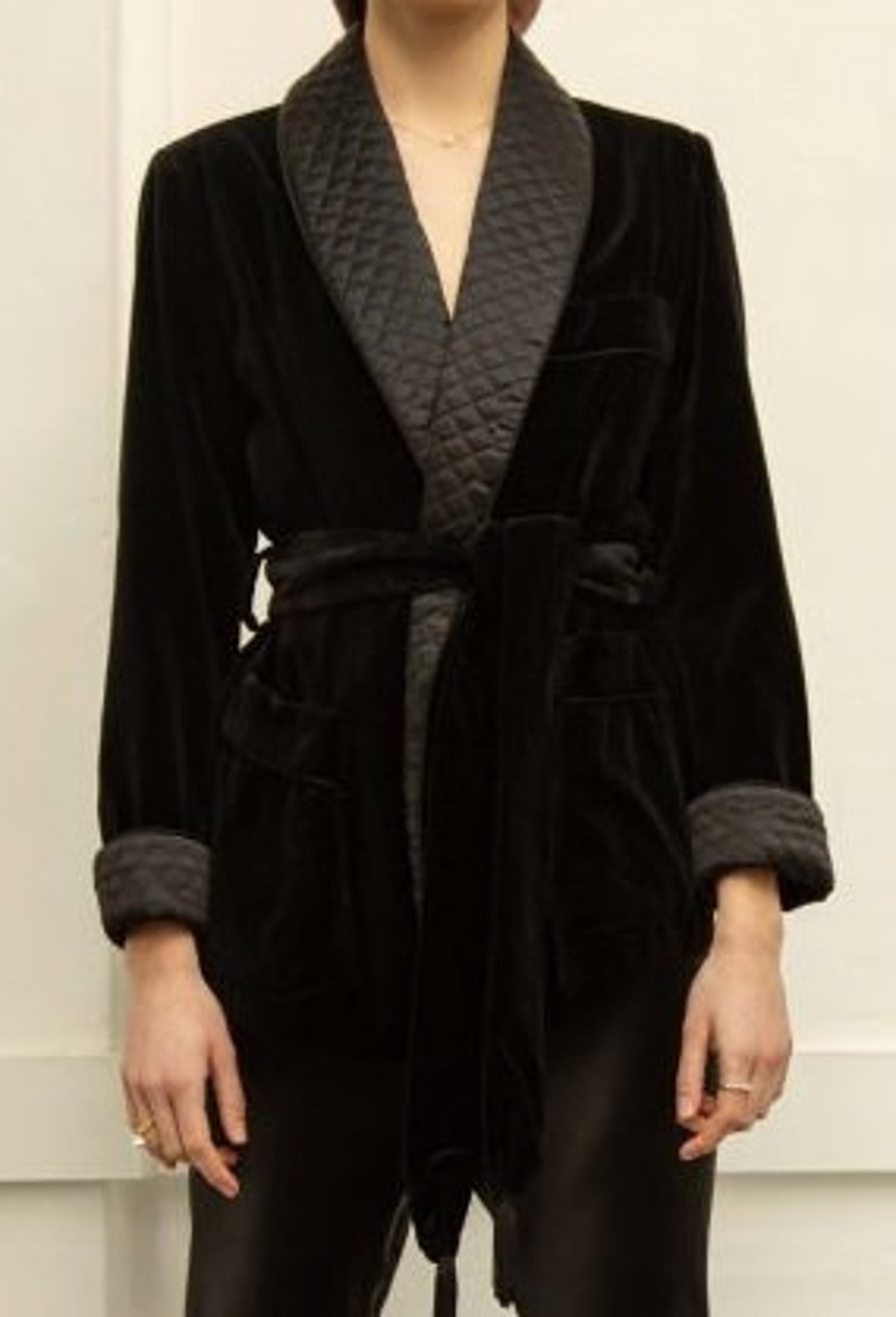 Womens Black Velvet Robes Quilted Smoking Jackets Smoking Etsy