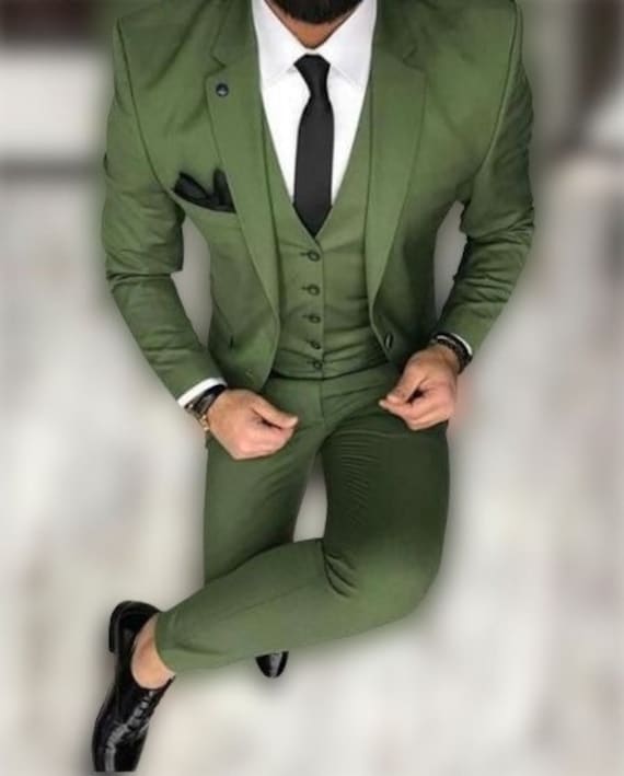 Traje de boda verde para hombre traje de fiesta traje verde esmoquin traje de 3 piezas traje verde elegante traje verde para hombre traje verde ajustado Etsy Mexico