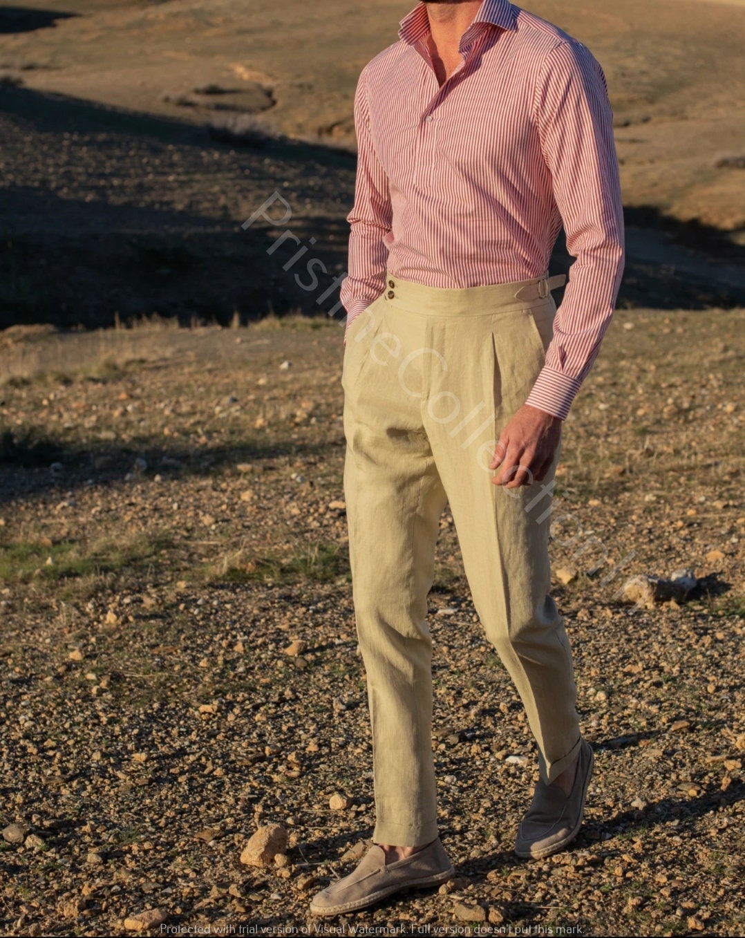 Mens Linen Trousers CLASSIC WHITE  Pink House Mustique