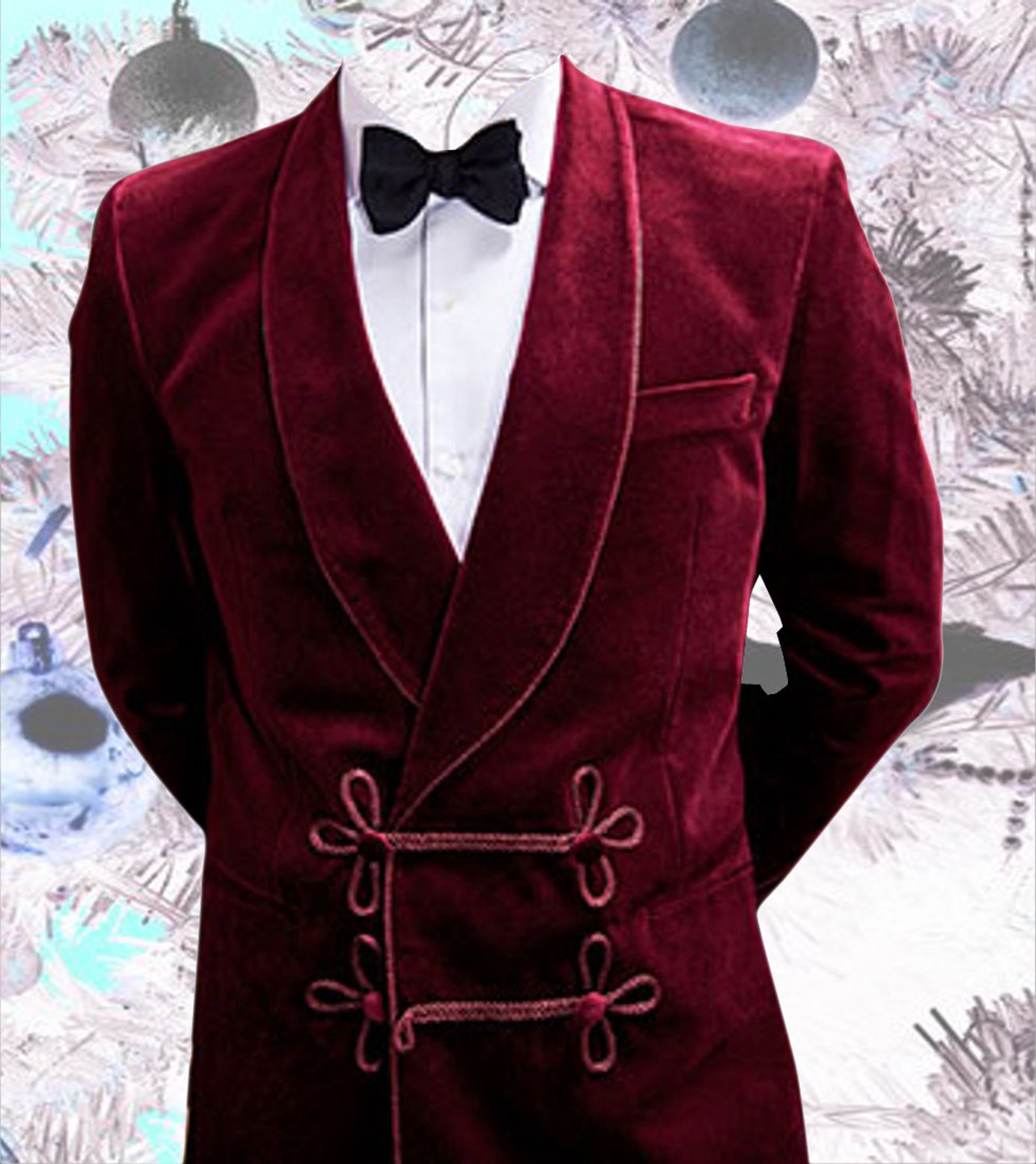 Mens Burgundy Velvet Smoking Jackets Elegant Stylish Smoking Etsy