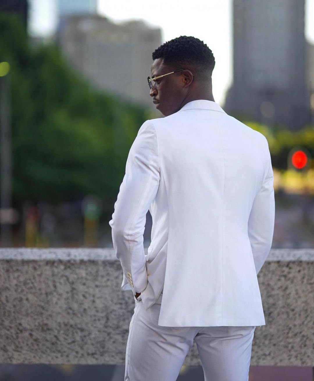 white party dress men White 2-piece Suit: Bespoke One-button Wedding & Party Suit