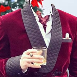 Mens Burgundy Velvet Robe Smoking Jackets Christmas Dinner - Etsy