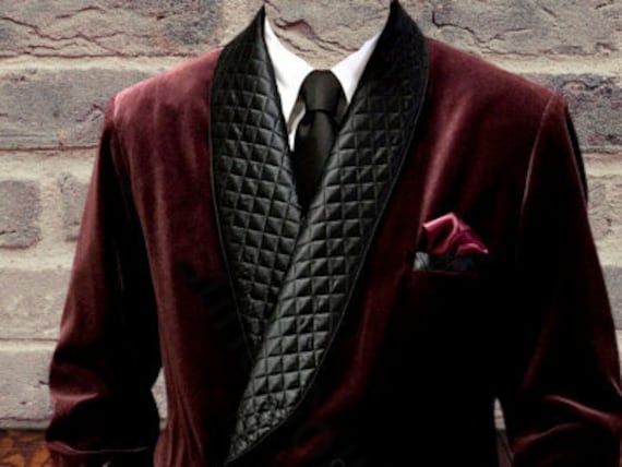 Mens quilted smoking jacket cheap