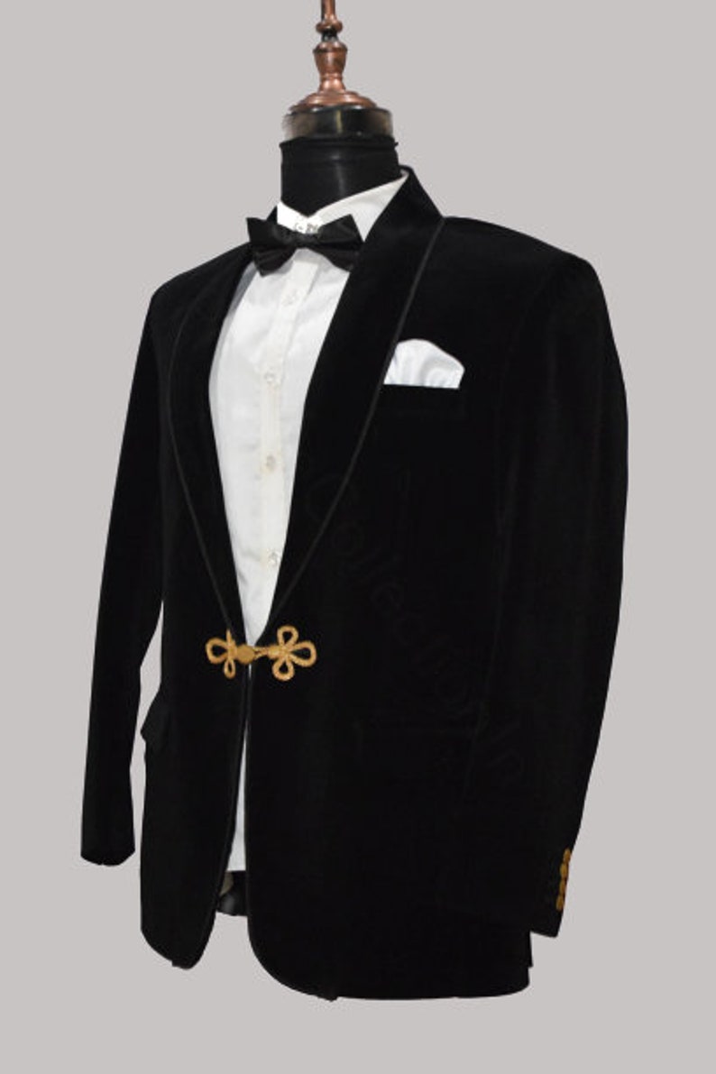 Mens Black Velvet Smoking Jackets Groomsmen Dinner Party Wear Etsy