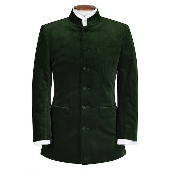 Mandarin collar velvet clearance jacket