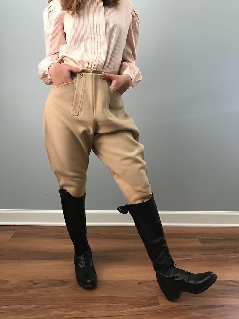 Women's Vintage Steampunk English Jodhpurs Beige Women Breeches