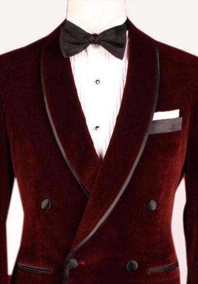 Mens Double Breasted Maroon Jackets Shawl Lapel Tuxedo Party - Etsy