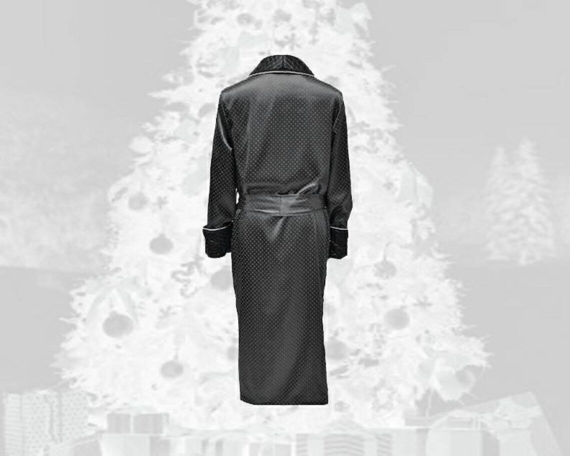 Mens Black Silk Robe Gentleman Quilted Dressing Gown Etsy