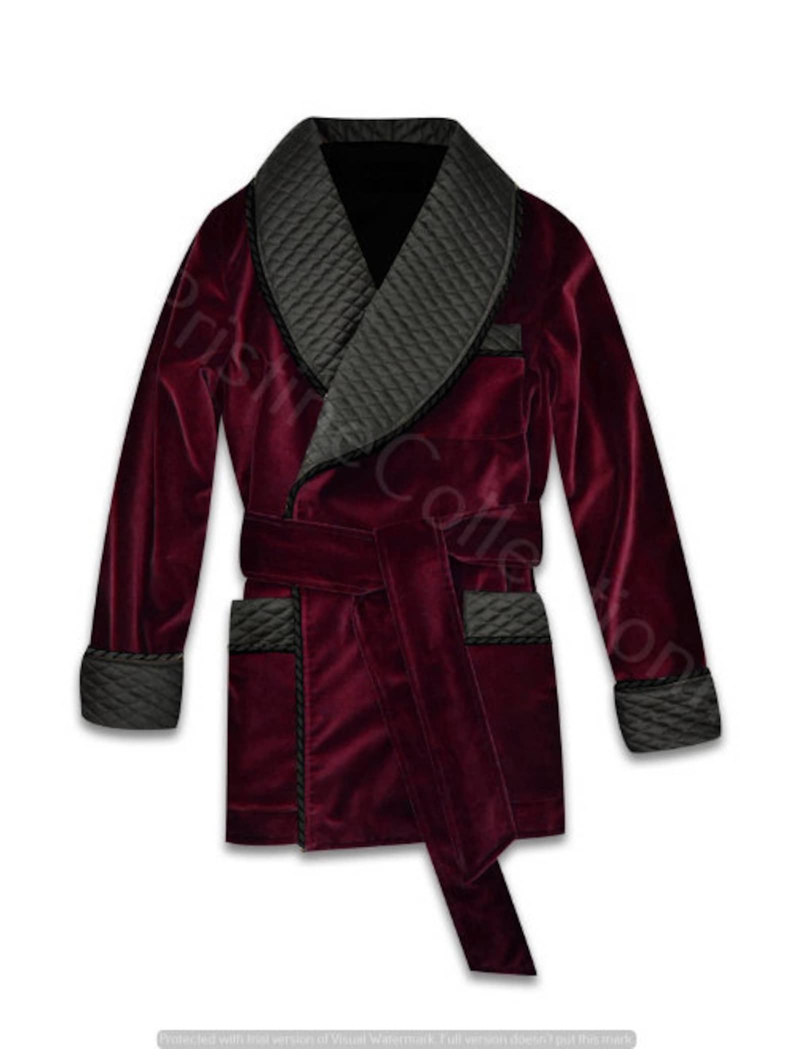 Mens Velvet Robe Quilted Silk Dressing Gown Smoking Jacket Etsy UK