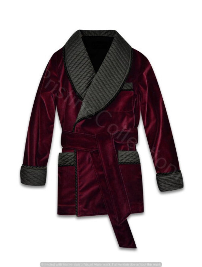 Mens Velvet Robe Quilted Silk Dressing Gown Smoking Jacket Etsy