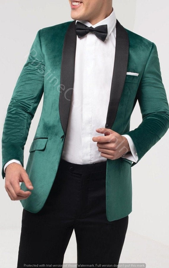 Mens Tuxedo Designer Jacket Tuxedo Party Wear Green Velvet Jacket Shawl Lapel Blazer Groomsmen Coat Christmas Party Wear Jacket Blazer