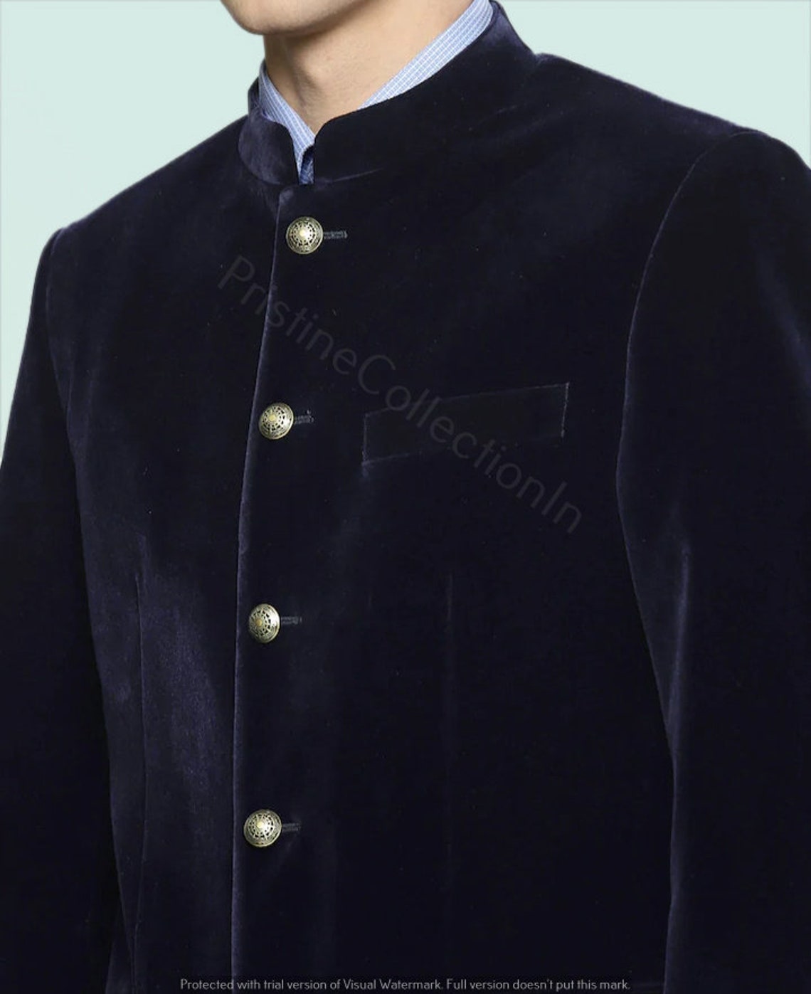 Mens Blue Velvet Jodhpur Fashion Jackets 5 Button Blazer Etsy