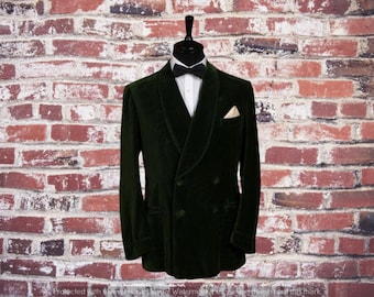 Mens Green Velvet Double Breasted Jacket - Party Blazer