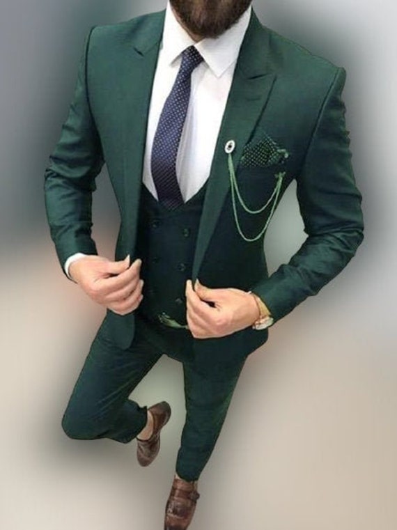 Men Suits Men Green Luxury Designer Formal Fashion 3 Piece | Etsy