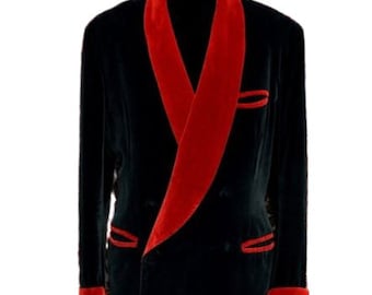 Giacche doppio petto da uomo Cappotto nero velluto giacca serale cena wear Blazers