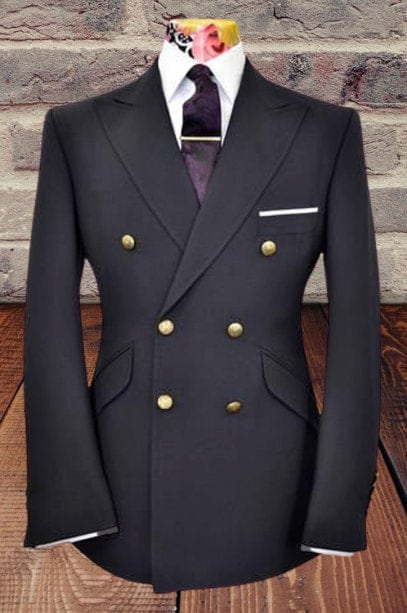 Men's Black Double-breasted Blazer, Golden Button, Peak Lapels - Etsy