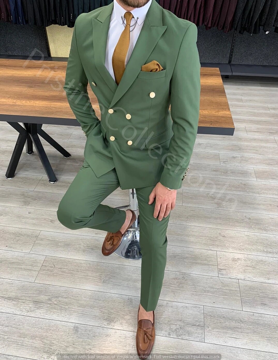 one button double breasted suit