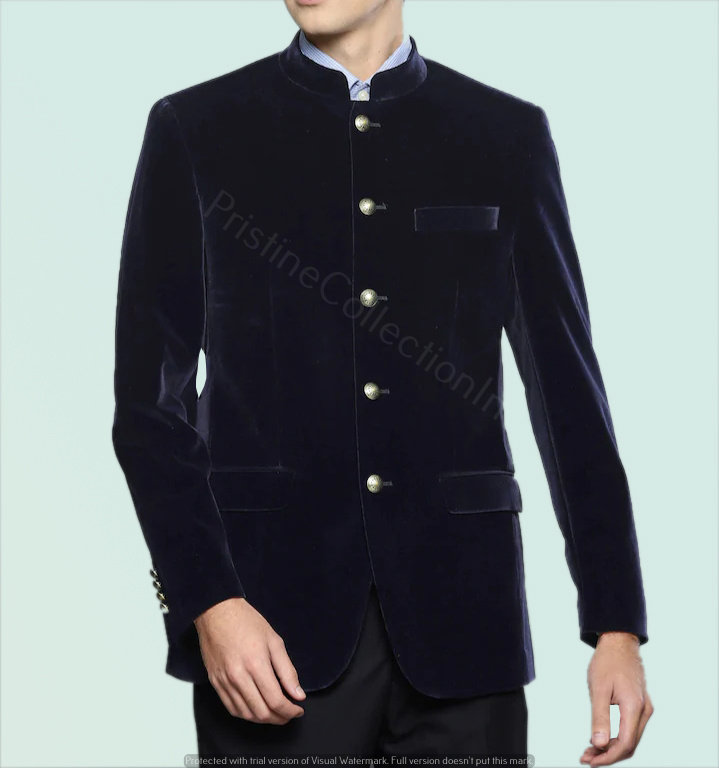 Mens Blue Velvet Jodhpur Fashion Jackets 5 Button Blazer Etsy
