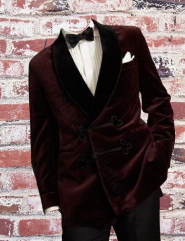 Men's Maroon Velvet Smoking Jackets Vintage Luxury Smoking - Etsy