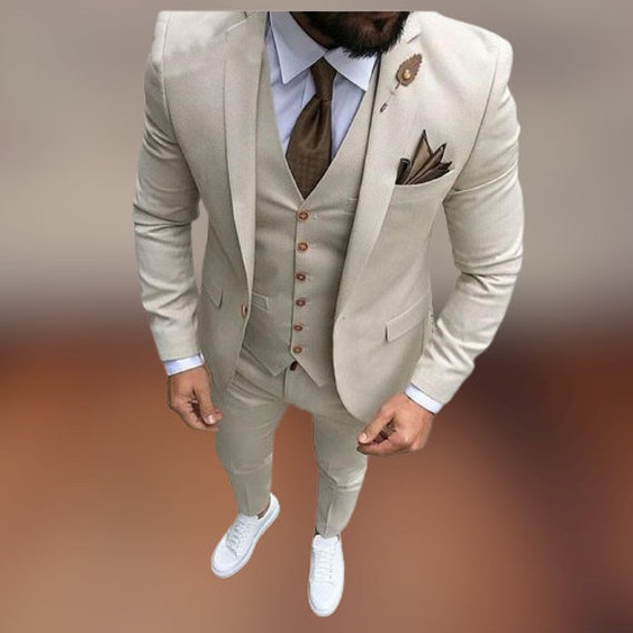 Men's 2 Piece Suit One Button Solid Custom Made Wedding Grooms