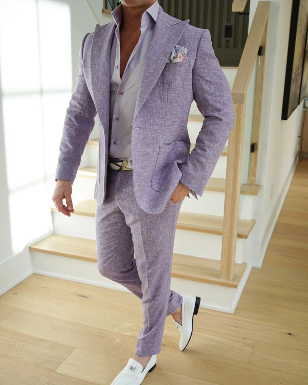 purple dress for man Classic Purple Sequined Men's Suit Two Piece Slim Fit Men's Prom Suits