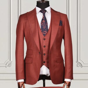 BASEPOKE Tuxedo Dinner Party Wear Suits Men&#39;s Slim Fit Three Piece Suits Groomsmen Wedding Wear Suit Coat Pant Vest Suits For Mens