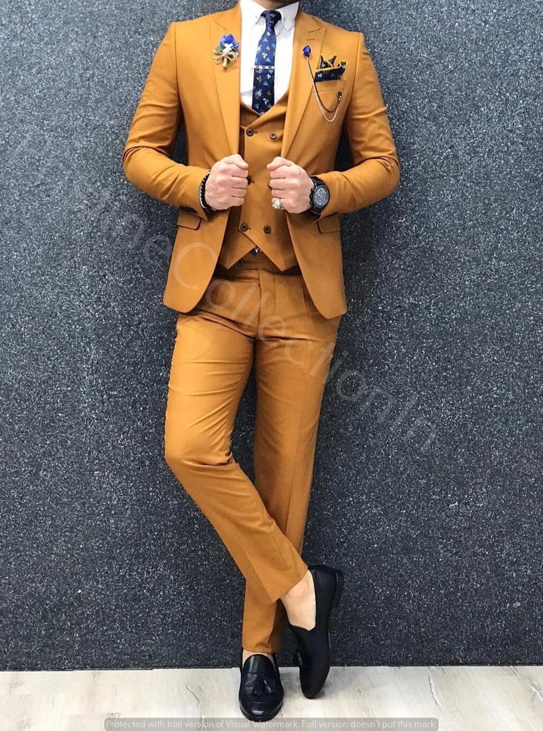 Buy Gentlemen Slim Fit Mustard Suit Mustard Piece Suits Luxury Suits for  Men Coat Pant Fashion Party Suit Designer Suits Online in India