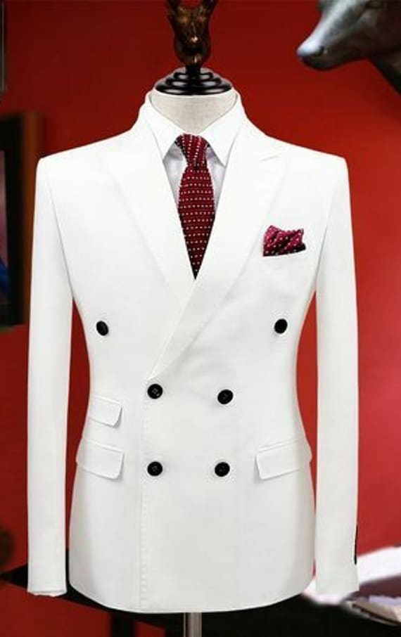 Mens Double Breasted White Blazer Christmas Party Wear Blazer Groomsmen Wedding Party Wear White Jacket Evening Wear Jacket New Coat Blazers Etsy Canada