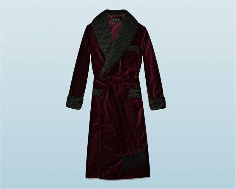 Mens Velvet Dressing Gown Smoking Jacket Burgundy Quilted Silk Etsy