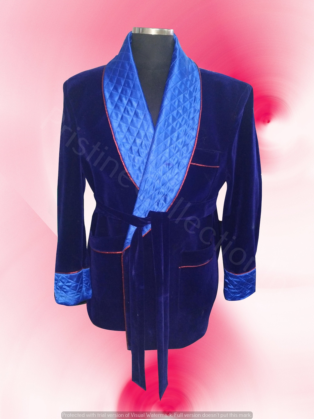 Quilted Robes Smoking Jackets Mens Blue Smoking Jackets Quilted Lapel