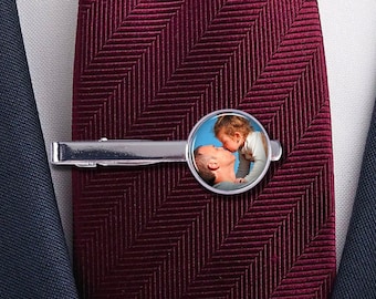 Father Of The Bride Gift, Custom Photo Tie Clip, Tie Bar, Wedding Tie Clip