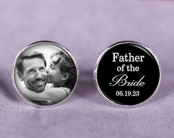 Father Of The Bride Gift Cufflinks From Daughter, Photo Custom Cufflinks, Personalized Wedding Cufflinks, Wedding Gift For Dad