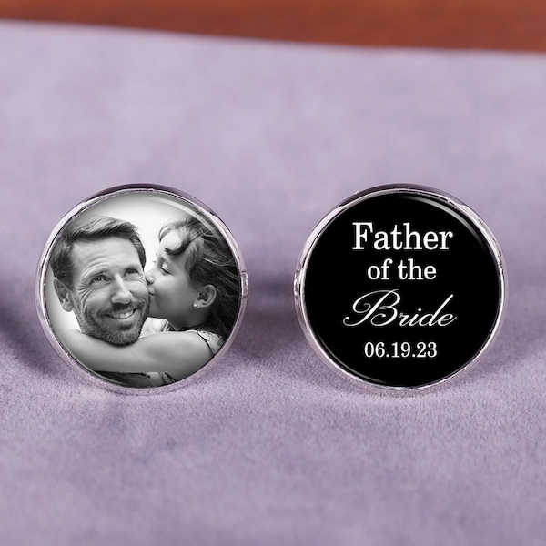 Father Of The Bride Gift Cufflinks From Daughter, Photo Custom Cufflinks, Personalized Wedding Cufflinks, Wedding Gift For Dad