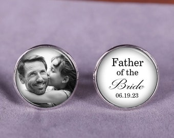 Manchetknopen als cadeau voor de vader van de bruid van de dochter, manchetknopen met foto, gepersonaliseerde trouwmanchetknopen, huwelijksgeschenk voor papa