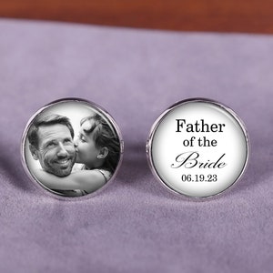 Father Of The Bride Gift Cufflinks From Daughter, Photo Custom Cufflinks, Personalized Wedding Cufflinks, Wedding Gift For Dad