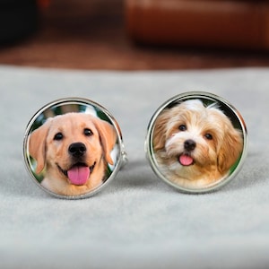 Custom Pet Cuff Links, Dog Cat Photo Cufflinks, Wedding Cufflinks, Custom Cuff Links, Photo Cufflinks, Groom&#39;s Cufflinks (1-pair)