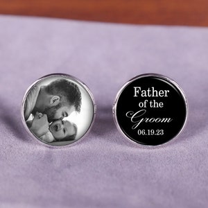 Father Of The Groom Gift Cufflinks, Photo Custom Cufflinks, Groom Gift From Bride, Personalized Wedding Cufflinks, Wedding Gift For Dad