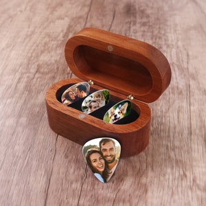 Custom Guitar Pick Holder, Photo Guitar Pick, Wooden Guitar Pick Case, Personalized Guitar Pick Box, Guitar Plectrum Box, Guitar Player Gift