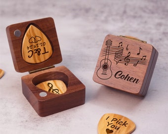 Benutzerdefinierte Plektrum Halter, Holz Plektrum Box, personalisierte gravierte Gitarren-Plektrum Box, Geschenke für Gitarristen