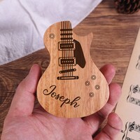 Personalized Wooden Guitar Picks with Case, Custom Photo Guitar Pick, Holder for Picks, Musicians Player, Father's Day Birthday Gift Idea