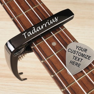 Personalized Guitar Capo, Guitar Pick, Ukulele Capo, Custom Valentines Gift, Birthday Gift, Christmas Gift for Guitarists, Musician Gift