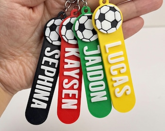 Personalized Soccer Keychain, Custom Name Keychain, Soccer Bag Tag, Backpack Name Tag, Coach Gift, Team Gift