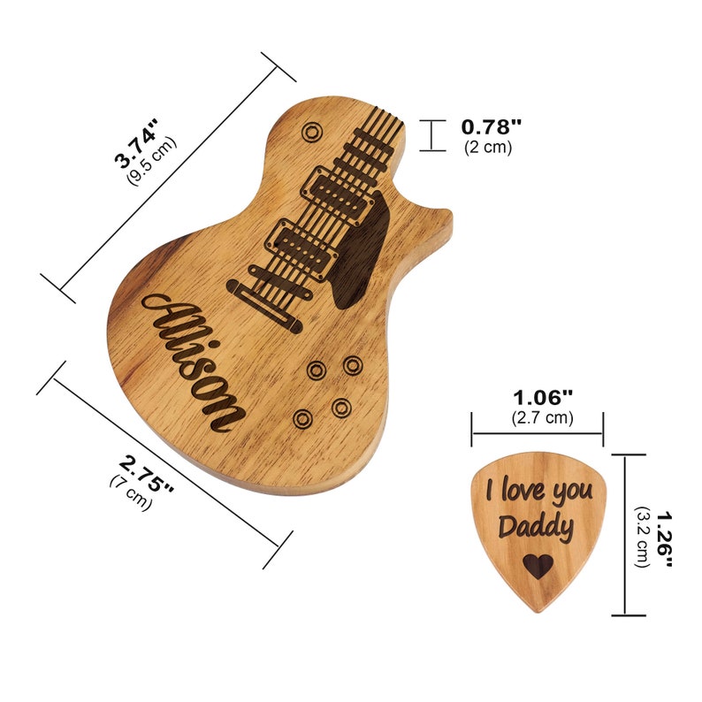 Personalized Wooden Guitar Picks with Case, Custom Guitar Pick Kit, Holder Box for Picks, Musicians Player, Father's Day Birthday Gift Idea zdjęcie 6