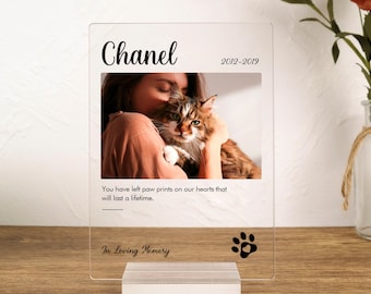 Cadeau commémoratif d'animal familier, cadeau de perte d'animal familier, cadeau de perte de chat, cadeau de perte de chien, cadeau de deuil d'animal familier, cadeau de sympathie d'animal familier, plaque acrylique claire de photo d'animal familier